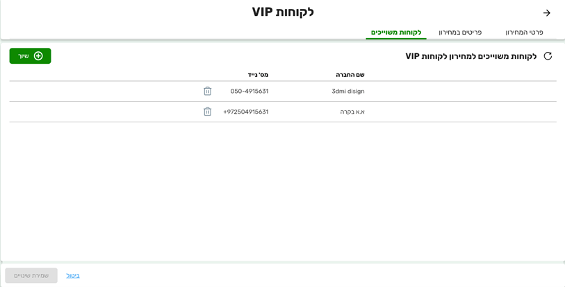 מסך לקוחות משוייכים - ביג בוס תוכנה לניהול עסק