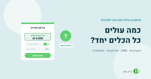 מחשבון עלות מערכות לסוכנות: סימון הכלים, סכום חודשי לכל כלי והעלות בחודש ובשנה