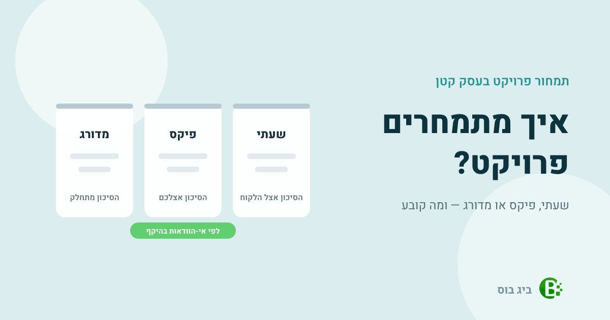 איך מתמחרים פרויקט - שעתי, מחיר קבוע או מדורג - ביג בוס תוכנה לניהול עסק