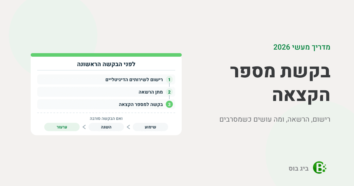 בקשת מספר הקצאה: רישום לשירותים הדיגיטליים, מתן הרשאה ובקשה, ואם הבקשה סורבה: שימוע, השגה וערעור