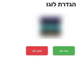 סעיף הגדרת לוגו בביג בוס עם תצוגה מקדימה של הלוגו והכפתורים בחר לוגו ומחק לוגו